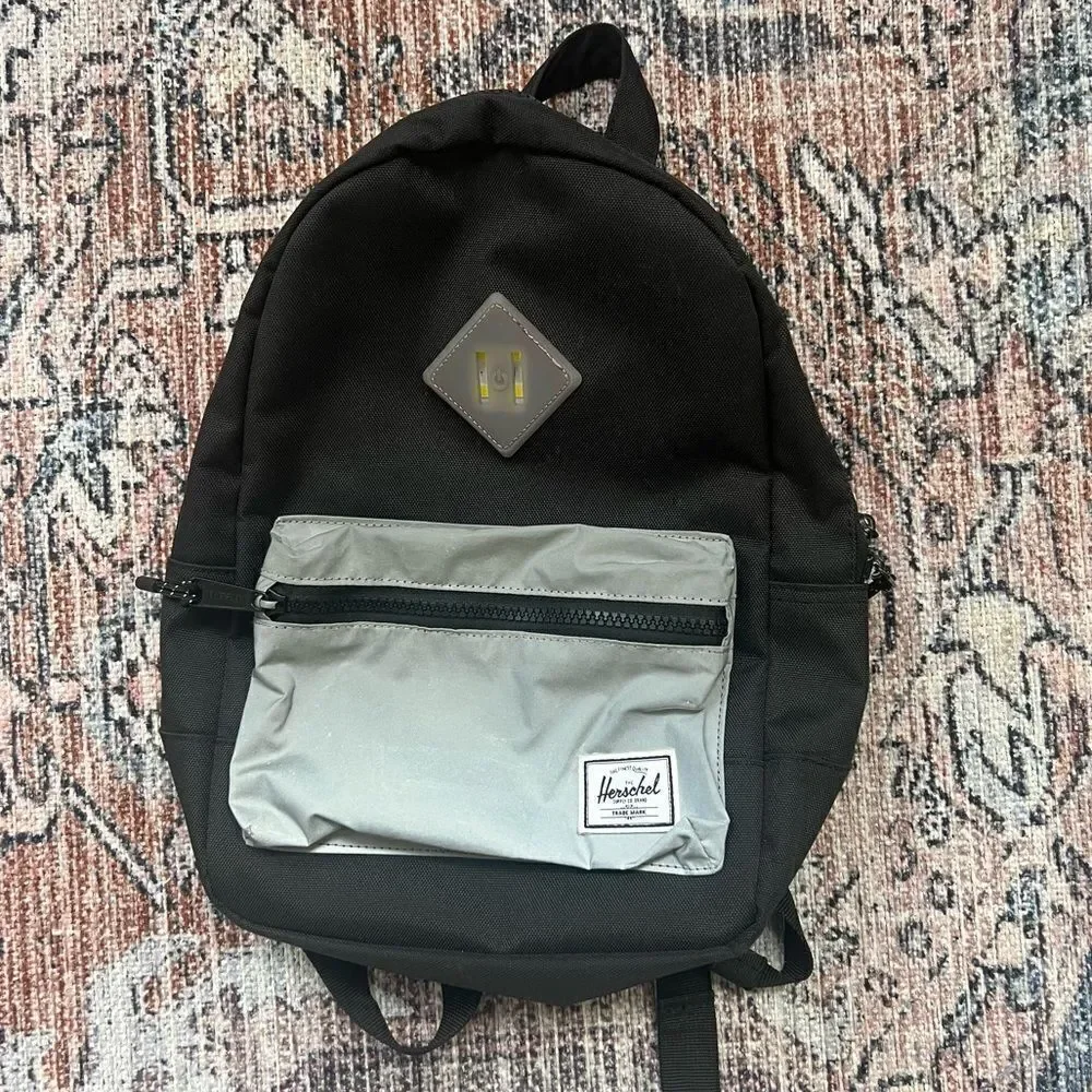 Herschel Supply Co. Heritage Kids Black Reflective Rubber Mini Backpack Bag
